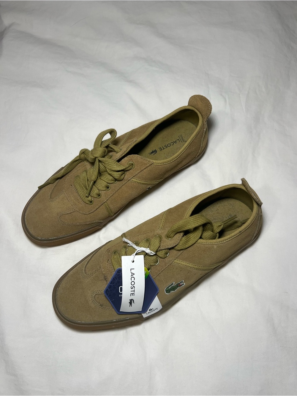 Lacoste Men’s Olive/Tan Suede Low-Top Sneakers